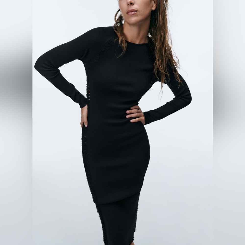 ZARA COMBINATION KNIT DRESS - Picture 2 of 9